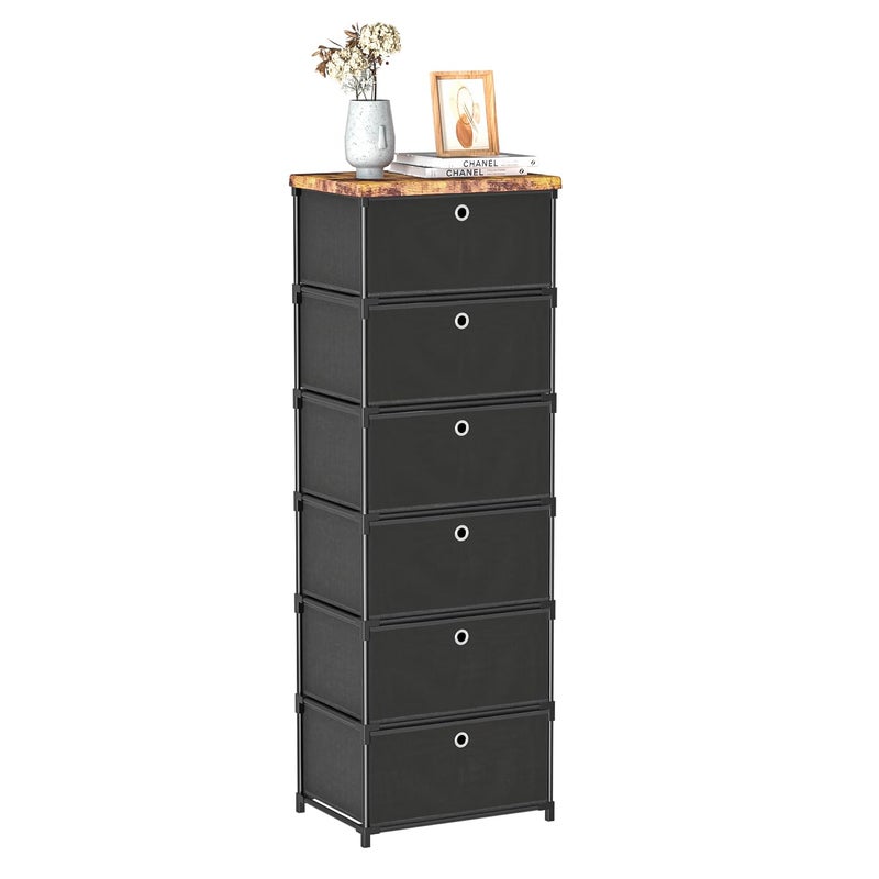 LUKYTOWER Fabric Storage Drawers and Chest of Drawers, Beautiful Small Dresser with Drawers, Sturdy 6 Drawer Dresser for Closet Dorm,Drawer Unit for Toys,Yarns - Image 1