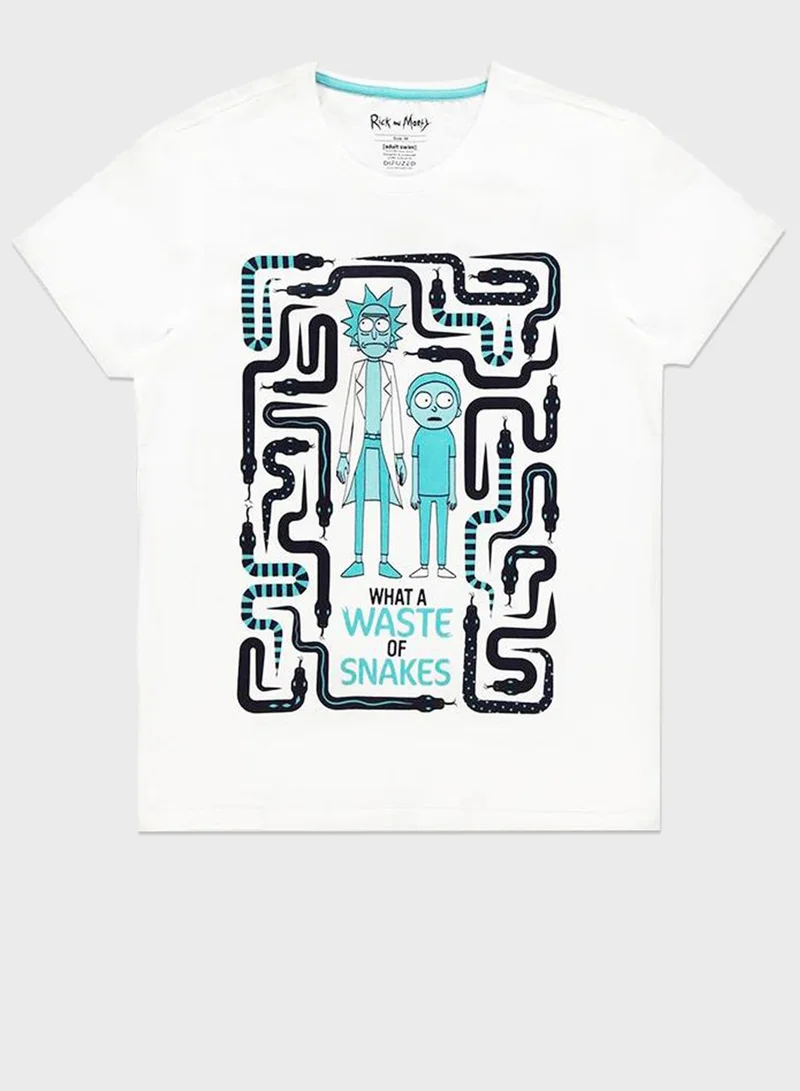 DIFUZED Rick & Morty Waste Of Snakes Crew Neck T-Shirt