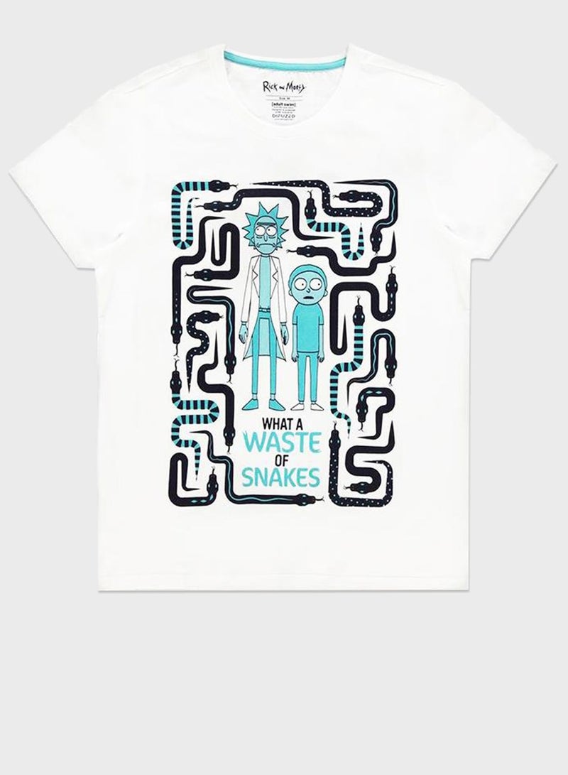 DIFUZED Rick & Morty Waste Of Snakes Crew Neck T-Shirt  - Image 5