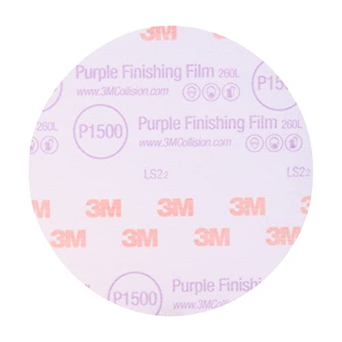 3M Hookit Purple Finishing Film Abrasive Disc 30667, 6 in, 1500+ Grade, 50 Pack, Clear Coat Sanding, Paint Finishing, Defect Removal, Long Lasting - Image 1