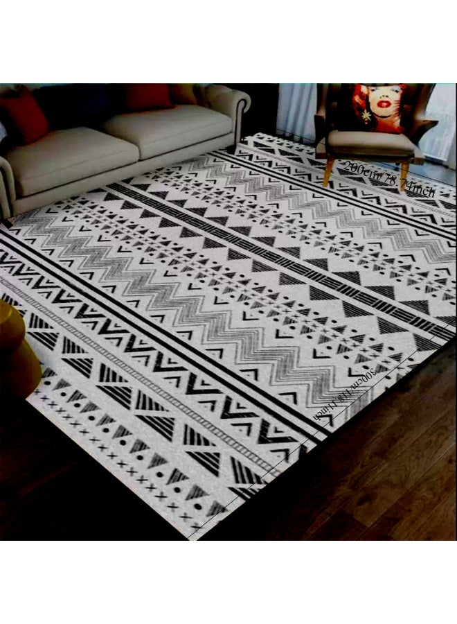 Aralifes Rectangular Soft Touch Carpet Black/Beige 200*300cm - Image 3