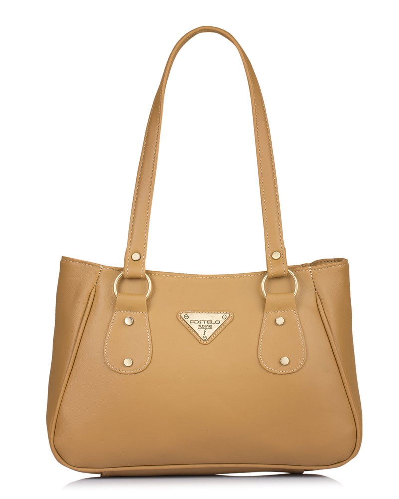 Fostelo Women's Titanic Satchel Tote Handbag for Women | Tote Bag for Work | Ladies Purse | Stylish Shoulder Bag | Gift For Women | Beige - Image 1