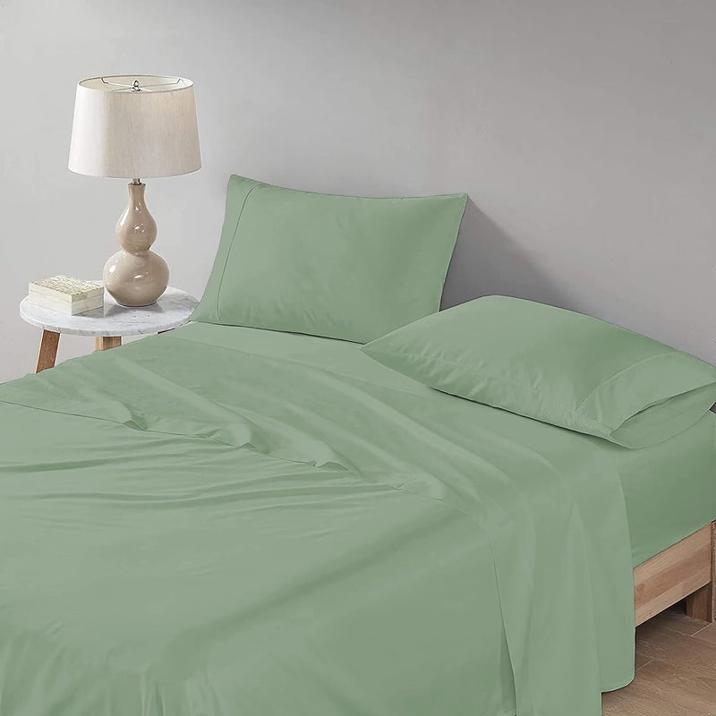 Filbert Luxurious Collection 400 Thread Count Egyptian Cotton Bedsheet Soft Smooth Sateen Wave Emerald Green Bedsheet with 2 Pillow Covers King