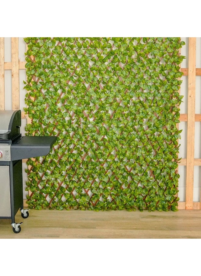 DANUBE HOME Artificial PVC Willow Fence Scindapsus Aureus | Decorative Fence Cover With Plastic Plant Decor | Uv Resistant Faux Plants Artificial Hedges For Outdoor 90x180cm - Green 231202708857  - Image 2