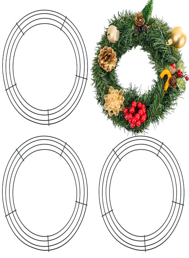 Linsuminn 3 Pack Wreath Frame, Wreath Form, Wire Wreaths Frame 12 Inch, Dark Green Metal Wreaths Frames Round Rings for Halloween Christmas Front Door Outdoor DIY Craft Decorations Making Supplies - Image 1