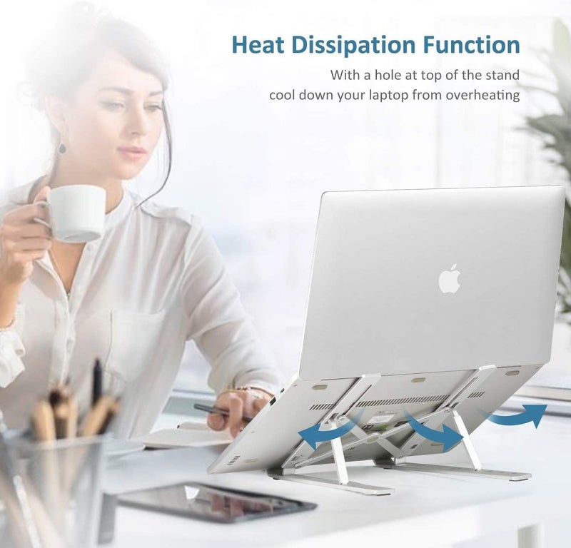 Other Laptop Stand, Adjustable Portable Laptop Holder for Desk, Aluminum Ventilated Notebook Riser for MacBook Air Pro, More 10-15.6 inches PC Computer, Tablet, iPad (Silver) - Image 5