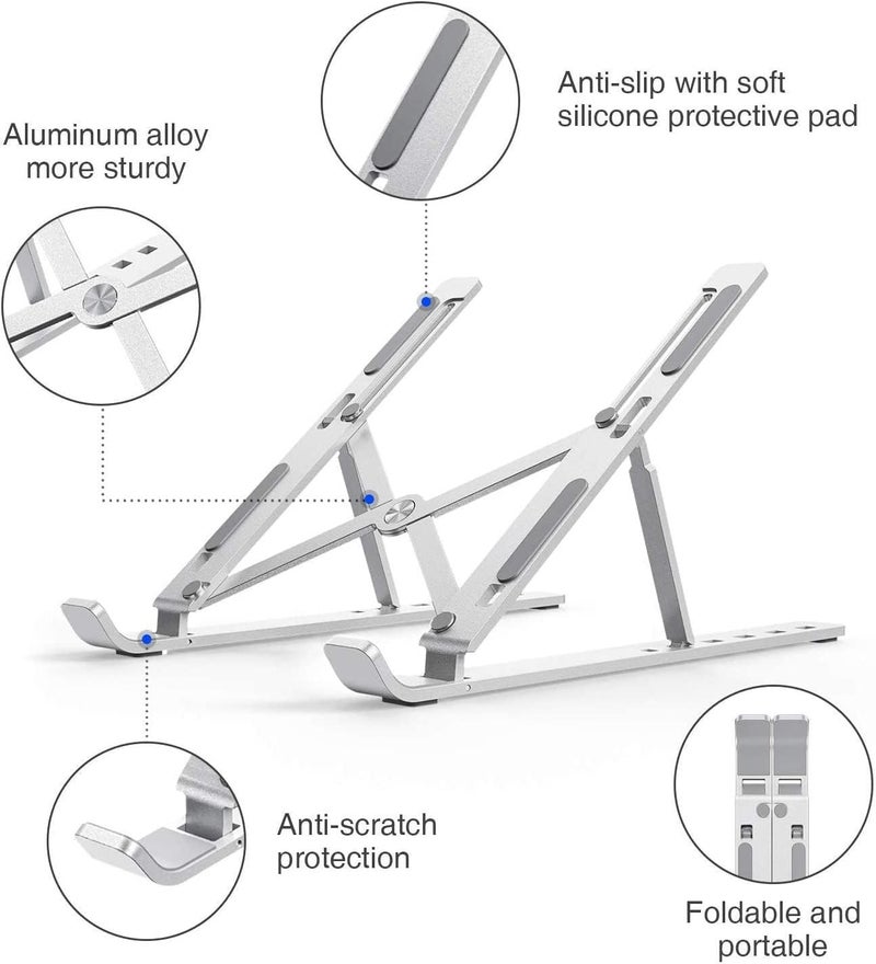 Other Laptop Stand, Adjustable Portable Laptop Holder for Desk, Aluminum Ventilated Notebook Riser for MacBook Air Pro, More 10-15.6 inches PC Computer, Tablet, iPad (Silver) - Image 3