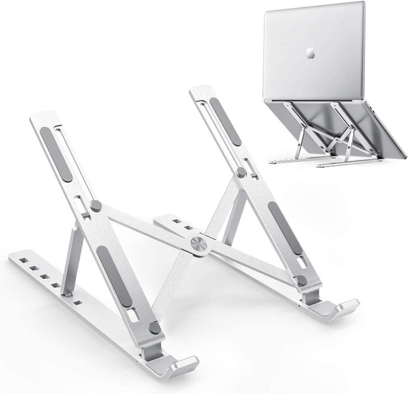 Other Laptop Stand, Adjustable Portable Laptop Holder for Desk, Aluminum Ventilated Notebook Riser for MacBook Air Pro, More 10-15.6 inches PC Computer, Tablet, iPad (Silver) - Image 1
