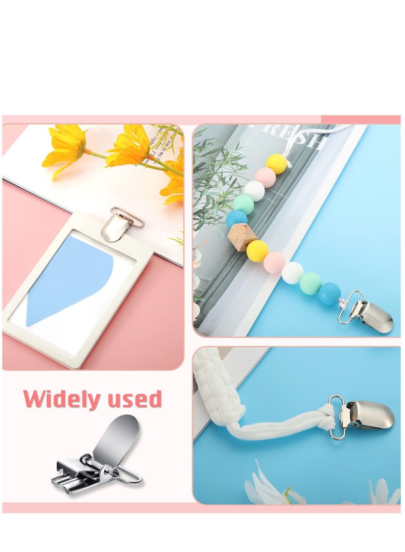KASTWAVE 100 Pieces Metal Pacifier Suspender Clips Straps Holder Fasteners Clips Baby Pacifier Suspender Snap Heavy Duty Fasteners Clips for Making Pacifier Holders Bib Bed Sheet Fasteners Toy Clip - Image 4