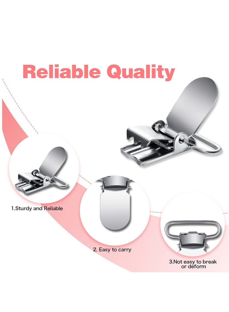 KASTWAVE 100 Pieces Metal Pacifier Suspender Clips Straps Holder Fasteners Clips Baby Pacifier Suspender Snap Heavy Duty Fasteners Clips for Making Pacifier Holders Bib Bed Sheet Fasteners Toy Clip - Image 3