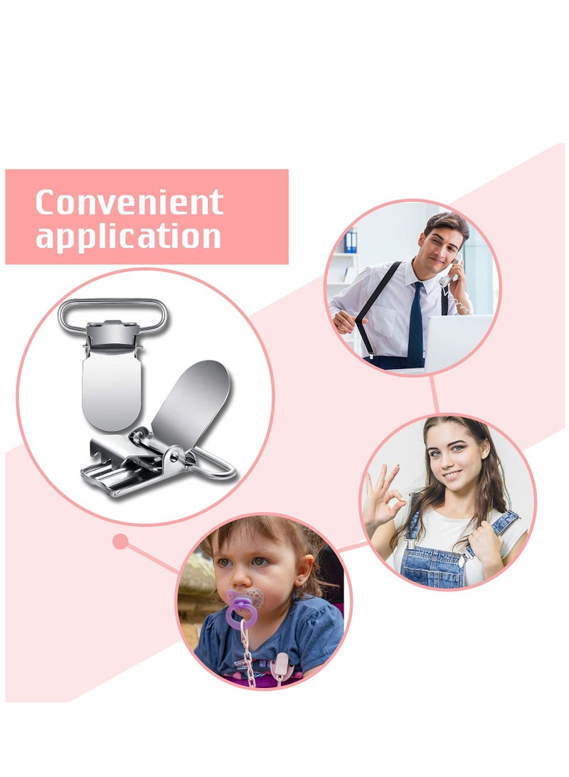 KASTWAVE 100 Pieces Metal Pacifier Suspender Clips Straps Holder Fasteners Clips Baby Pacifier Suspender Snap Heavy Duty Fasteners Clips for Making Pacifier Holders Bib Bed Sheet Fasteners Toy Clip - Image 2