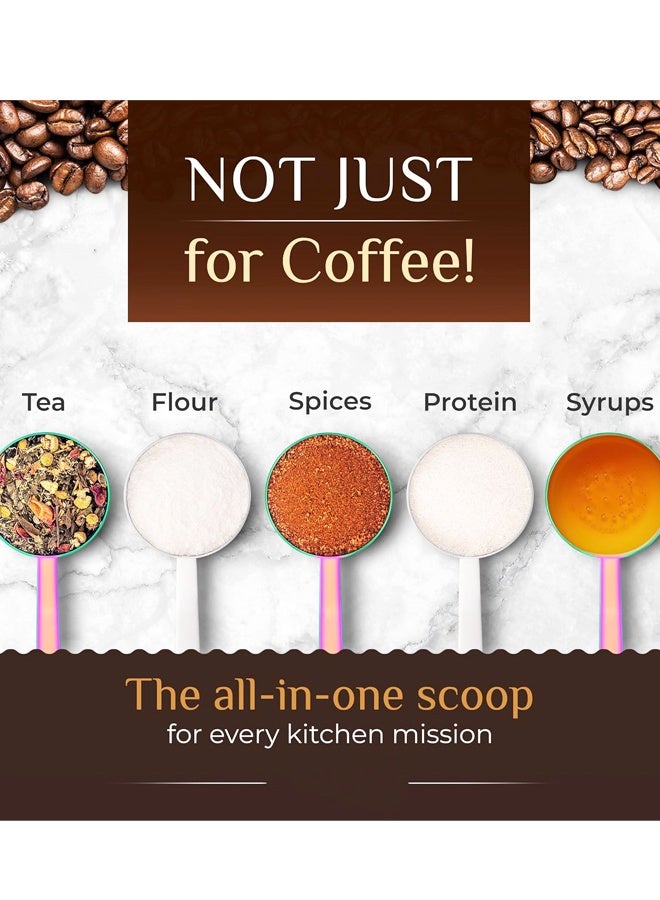 مجموعة مغارف قهوة فاخرة - ملعقة كبيرة (15 مل) وملعقتان كبيرتان (30 مل) - ملعقة قياس قهوة ومغرفة من الفولاذ المقاوم للصدأ بمقابض طويلة - Image 4