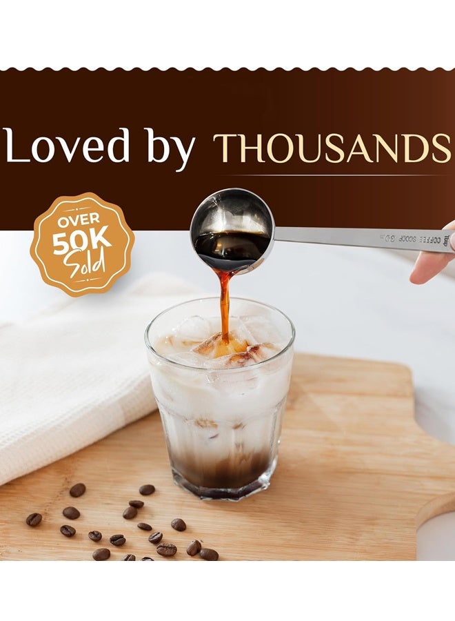 مجموعة مغارف قهوة فاخرة - ملعقة كبيرة (15 مل) وملعقتان كبيرتان (30 مل) - ملعقة قياس قهوة ومغرفة من الفولاذ المقاوم للصدأ بمقابض طويلة - Image 5