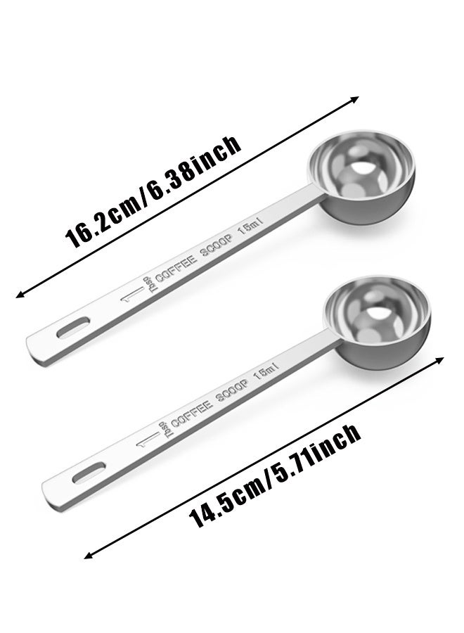 مجموعة مغارف قهوة فاخرة - ملعقة كبيرة (15 مل) وملعقتان كبيرتان (30 مل) - ملعقة قياس قهوة ومغرفة من الفولاذ المقاوم للصدأ بمقابض طويلة - Image 2