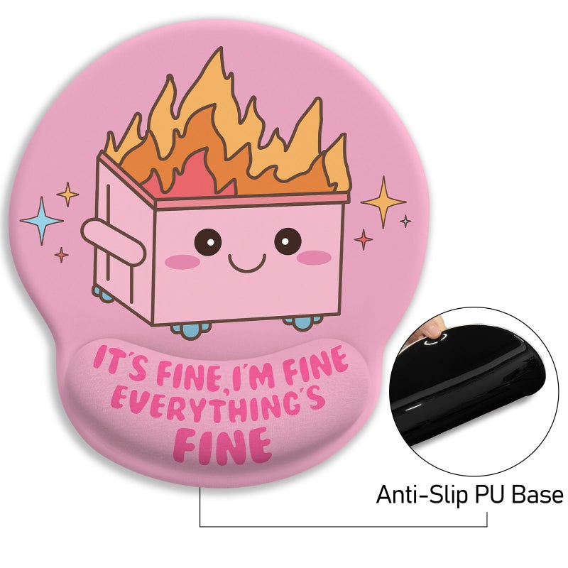 Blusabaca Funny Cute Mouse Pad with Wrist Rest, Dumpster on Fire Ergonomic Mouse Pads Wrist Support for Desk, Mousepad for Wireless Mouse Gaming Laptop Work Home Desk Accessories Office Supplies Decor - Image 5