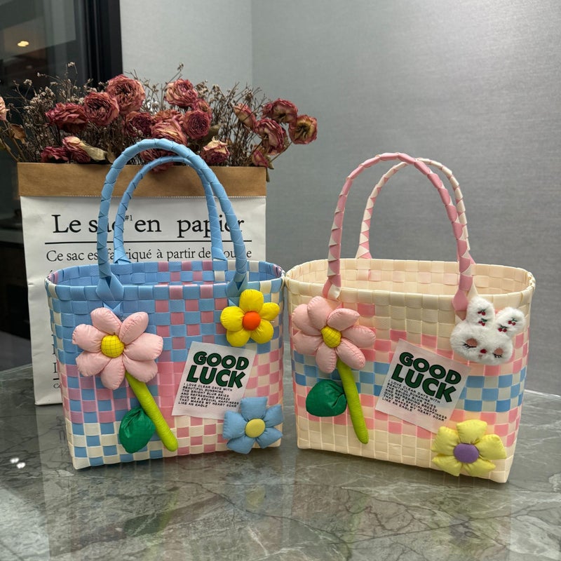 New Plastic Woven Gift Basket Handbag Tote for Women - Image 1
