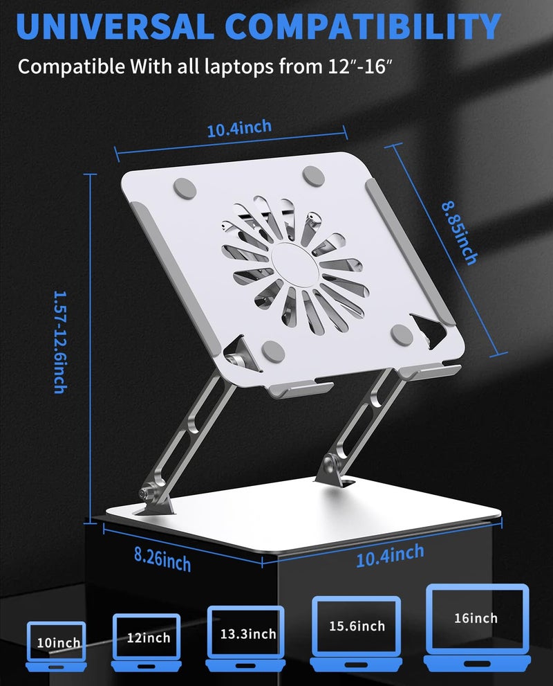 SOUNDANCE Laptop Cooling Pad with Upgrade Low-Noise Fan and 3.0 USB Hubs, Ventilated Laptop Cooler Prevent Overheating, Adjustable Ergonomic Laptop Stand Support Up to 16” Gaming Notebook Computer - Image 4