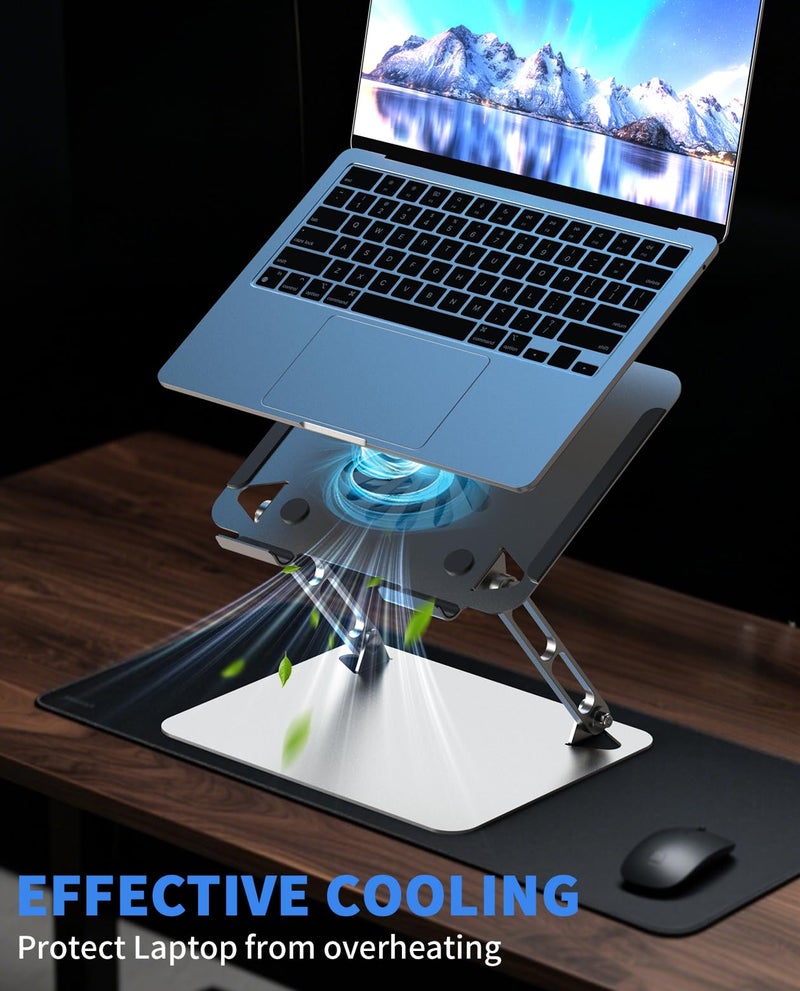 SOUNDANCE Laptop Cooling Pad with Upgrade Low-Noise Fan and 3.0 USB Hubs, Ventilated Laptop Cooler Prevent Overheating, Adjustable Ergonomic Laptop Stand Support Up to 16” Gaming Notebook Computer - Image 2