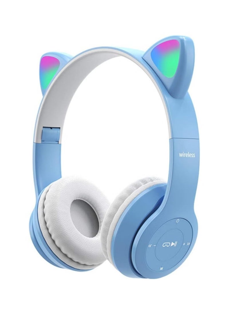 Generic - LED Light Up Wireless Stereo Cat Headset Headphones - Image 1
