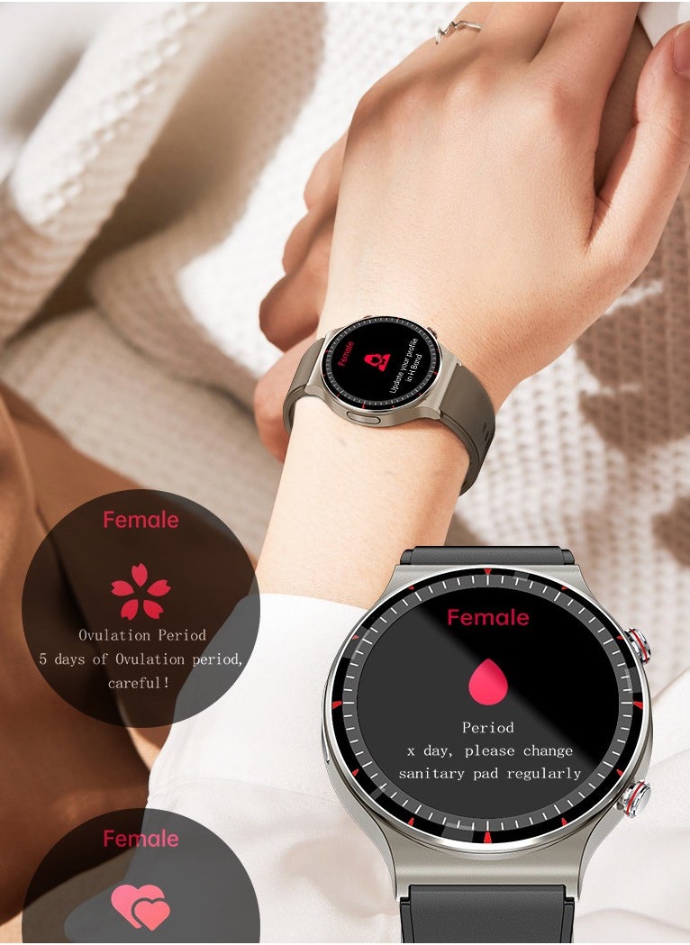 Smart Watch, G08 Multi Functional Optical Design Wrist Watch, Fitness Tracker Watch With Big Hd Display, Blood Presssure Heart Rate Temperature Monitoring Sleep Tracker Smart Watch, (Steel + Vinyl)