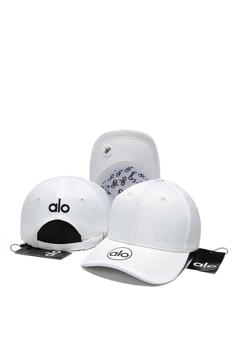 Alo Yoga White Baseball Cap Multi - Element Alo Logos & 3D Patch Design