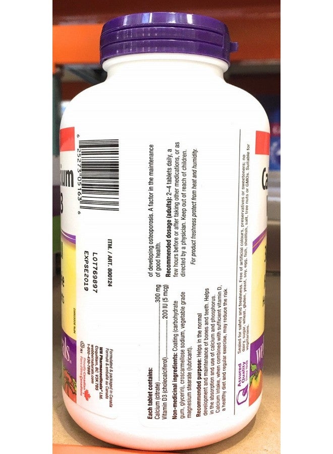 Webber Naturals Calcium Citrate Vitamin D3, 300mg / 200IU High Absorption, 350 Tablets - Image 2