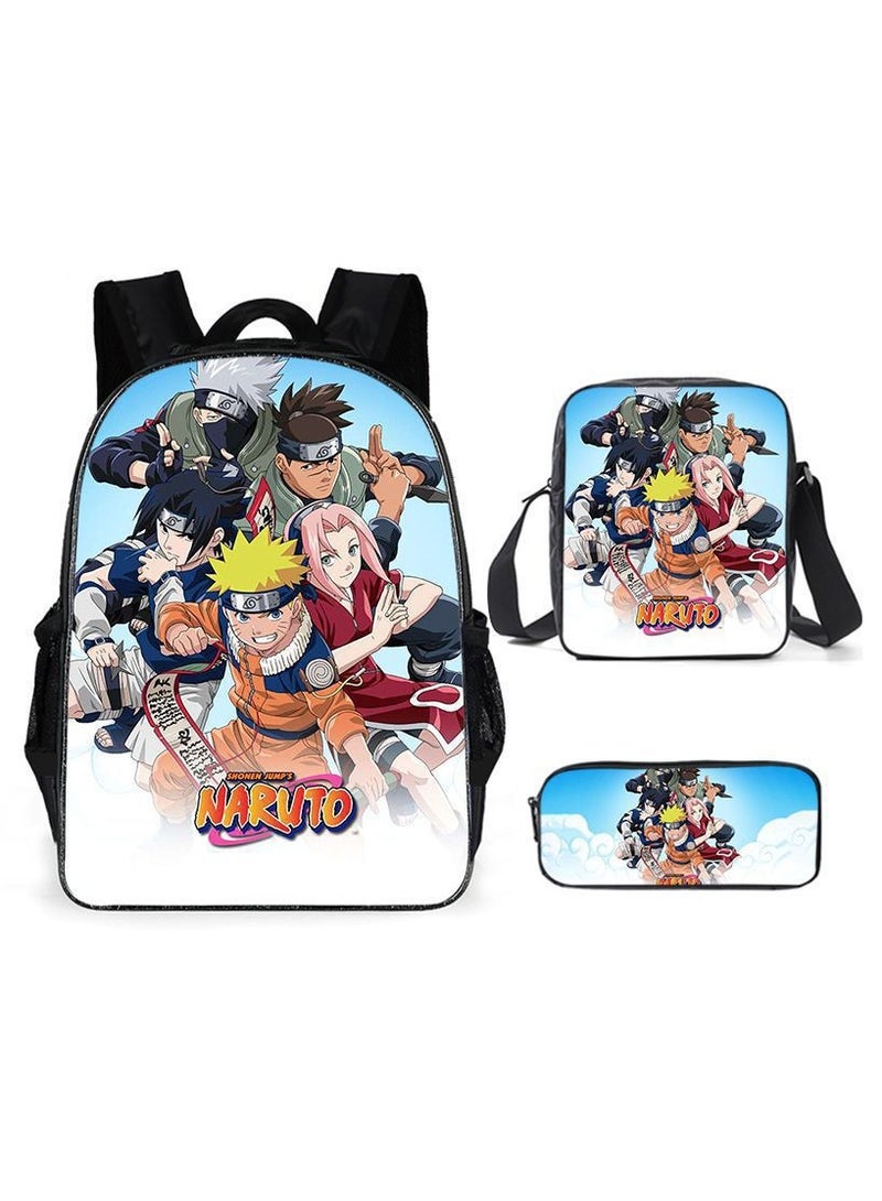 Naruto Cartoon Anime Student Backpack Three-Piece Set 29*42*16cm