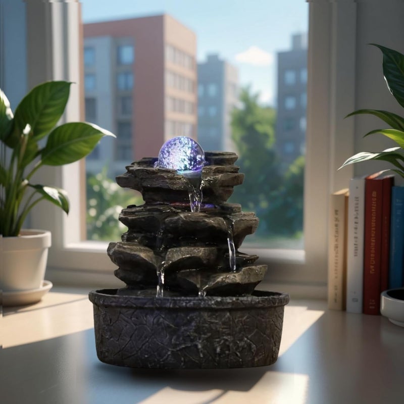 Zen Light Zen'Light Little Rock Indoor Fountain – Waterfall Nature Stone Effect with Coloured LED Light – Zen Table Decoration Ideal Meditation and Relaxation – Feng Shui Happiness Object – H 23 cm - Image 5