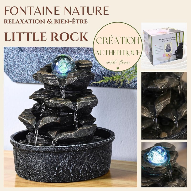 Zen Light Zen'Light Little Rock Indoor Fountain – Waterfall Nature Stone Effect with Coloured LED Light – Zen Table Decoration Ideal Meditation and Relaxation – Feng Shui Happiness Object – H 23 cm - Image 2