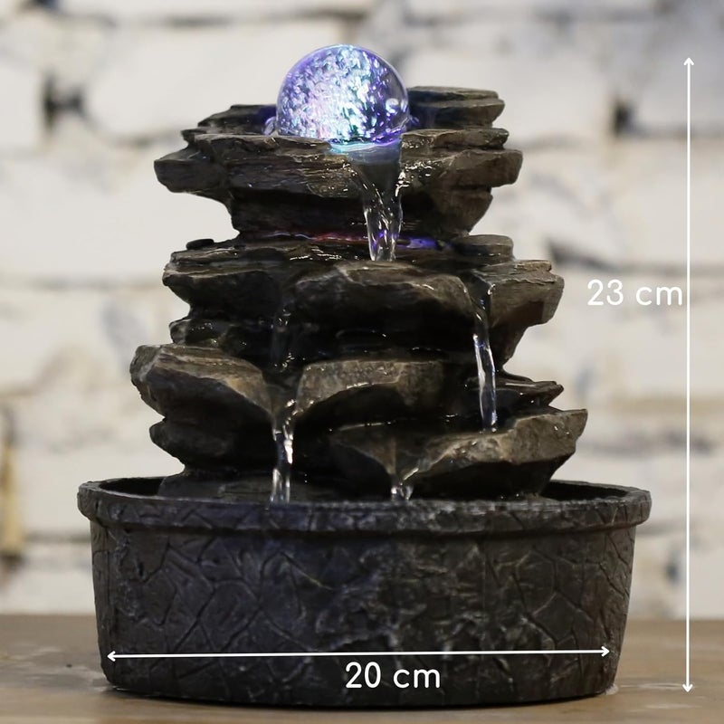 Zen Light Zen'Light Little Rock Indoor Fountain – Waterfall Nature Stone Effect with Coloured LED Light – Zen Table Decoration Ideal Meditation and Relaxation – Feng Shui Happiness Object – H 23 cm - Image 4