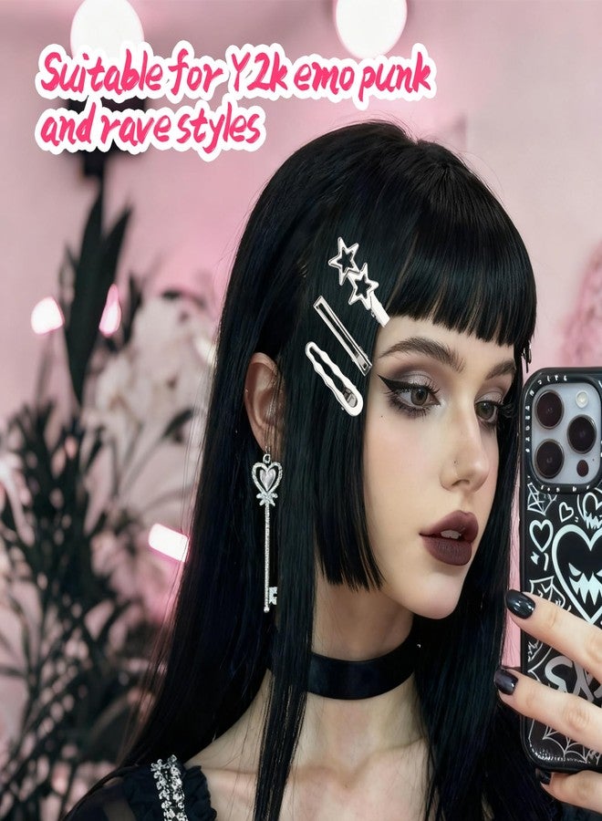 LUSTRIB 24 Pcs Silver Hair Clips for Women, 12 Styles Metal Hair Barrettes with Wave & Star Designs, Y2K Style Alligator Clips for Hair Styling & Decoration - Image 5