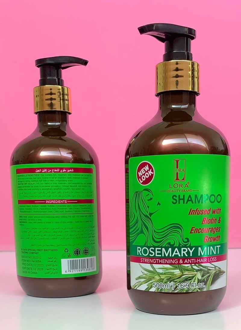 LORA Shamooo Infused With Biotin Encourages Growth Rosemary Mint