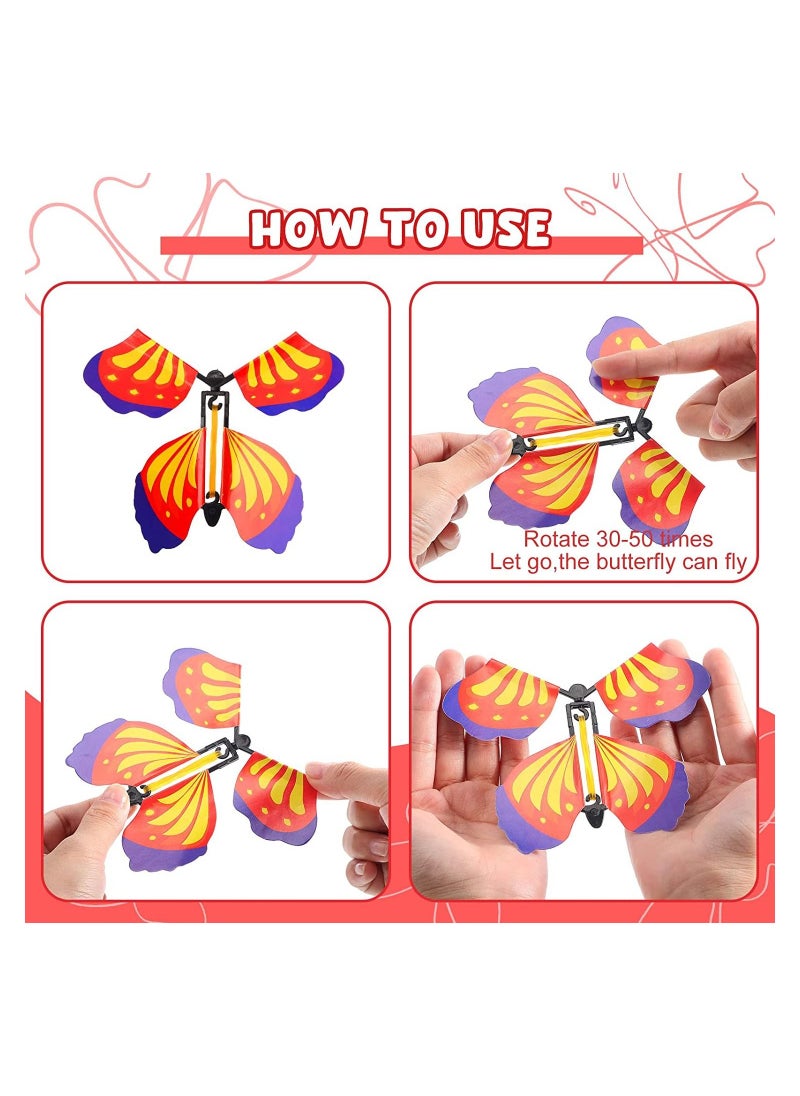 SYOSI - Butterfly Magic Fairy Flying Butterfly Magic Flying Butterfly Card Surprise Gift in The Book Rubber Band Powered Butterfly Wind Up Butterfly Flyers Butterflies for Party 30 Pieces - Image 1