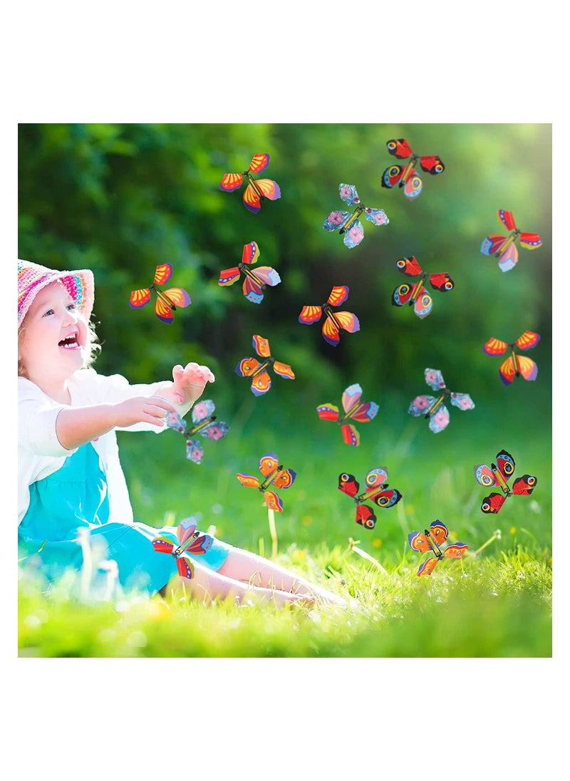 SYOSI - Butterfly Magic Fairy Flying Butterfly Magic Flying Butterfly Card Surprise Gift in The Book Rubber Band Powered Butterfly Wind Up Butterfly Flyers Butterflies for Party 30 Pieces - Image 1
