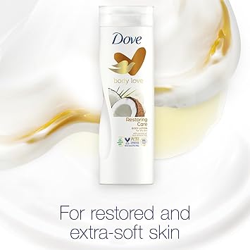 Dove لوشن الجسم دوف لوف لاستعادة العناية للبشرة الجافة بزيت جوز الهند وحليب اللوز 3 × 400 مل - Image 4