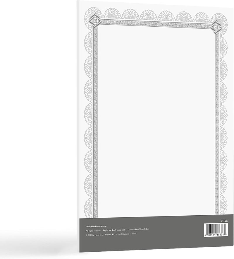 Southworth PremiumWeight Foil Certificates 8 12 x 11 WhiteSilver Foil Spiro Pack Of 15 - Image 4