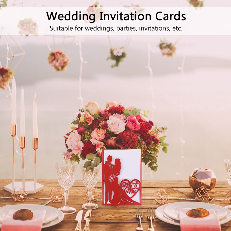 10pcs Wedding Invitations Bride Groom Lovely Paper Invitations Cards - Image 3