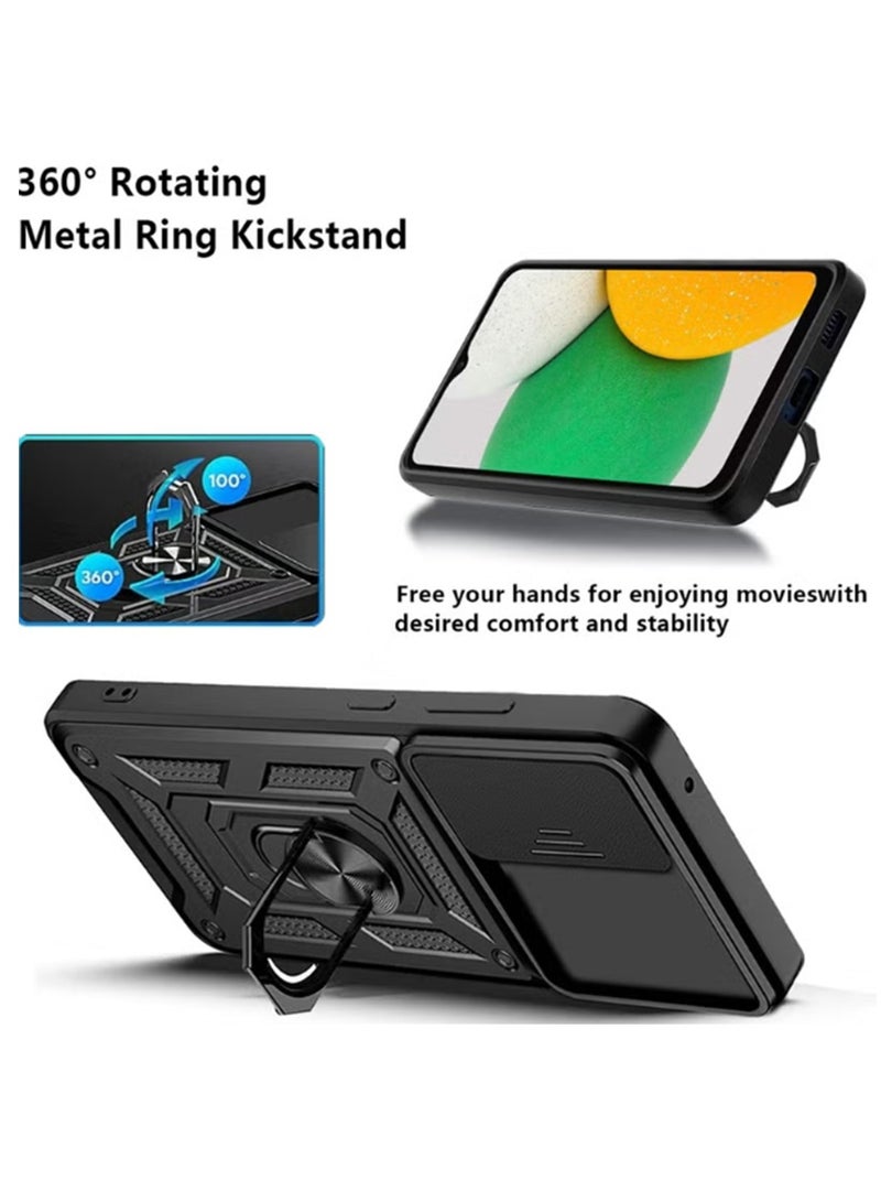 for realme 14 Pro 5G Case Cover, Slide Camera Lens Cover, Magnetic Ring Holder Kickstand Protective Phone Case for realme 14 Pro 5G, Black. - Image 3