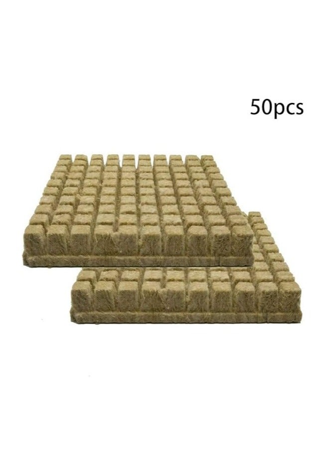 Generic Nologo Boyuanweiye001 25x25x40mm Practical Mini Hydroponic Grow Compress Base Soilless Cultivation Garden Rockwool Cubes Media Planting Greenhouse (50 Cubes) 