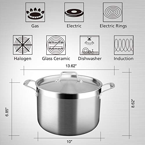 Duxtop Whole-Clad Tri-Ply Stainless Steel Stockpot with Lid, 8 Quart, Kitchen Induction Cookware - Image 5