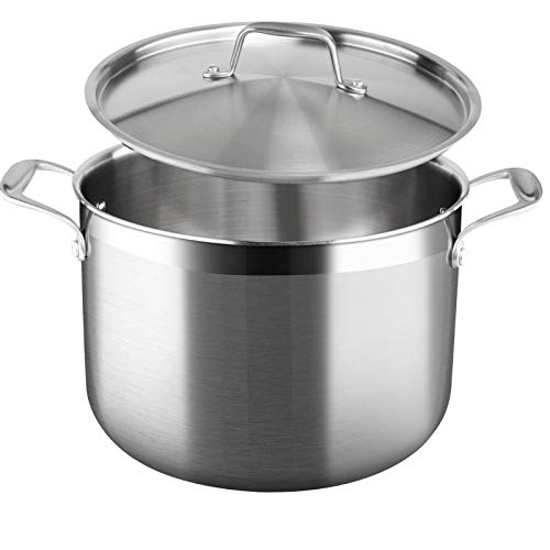 Duxtop Whole-Clad Tri-Ply Stainless Steel Stockpot with Lid, 8 Quart, Kitchen Induction Cookware - Image 1