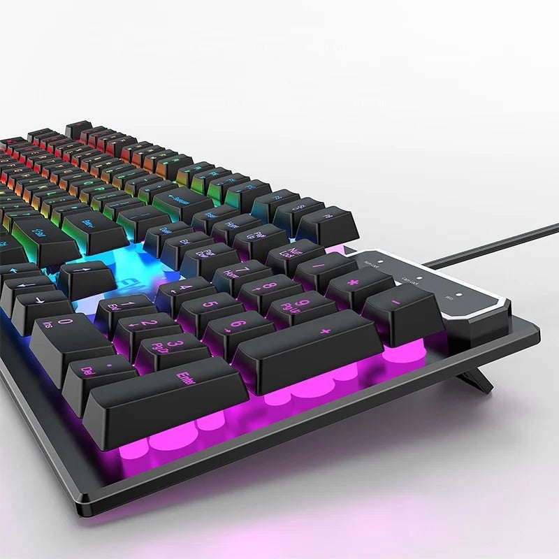 Eweadn Wired Mechanical Gaming Keyboard, 104 Keys, RGB Backlit, Silent, Ergonomic, for PC, Laptop, Windows, Office and Gaming - Image 3