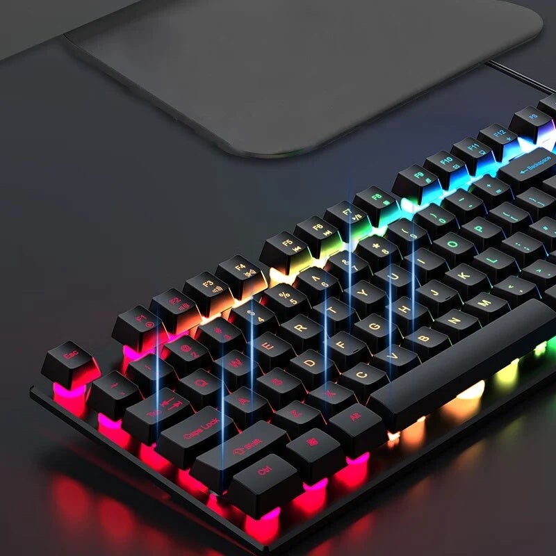 Eweadn Wired Mechanical Gaming Keyboard, 104 Keys, RGB Backlit, Silent, Ergonomic, for PC, Laptop, Windows, Office and Gaming - Image 2
