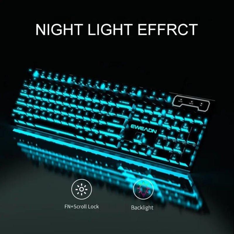 Eweadn Wired Mechanical Gaming Keyboard, 104 Keys, RGB Backlit, Silent, Ergonomic, for PC, Laptop, Windows, Office and Gaming - Image 4