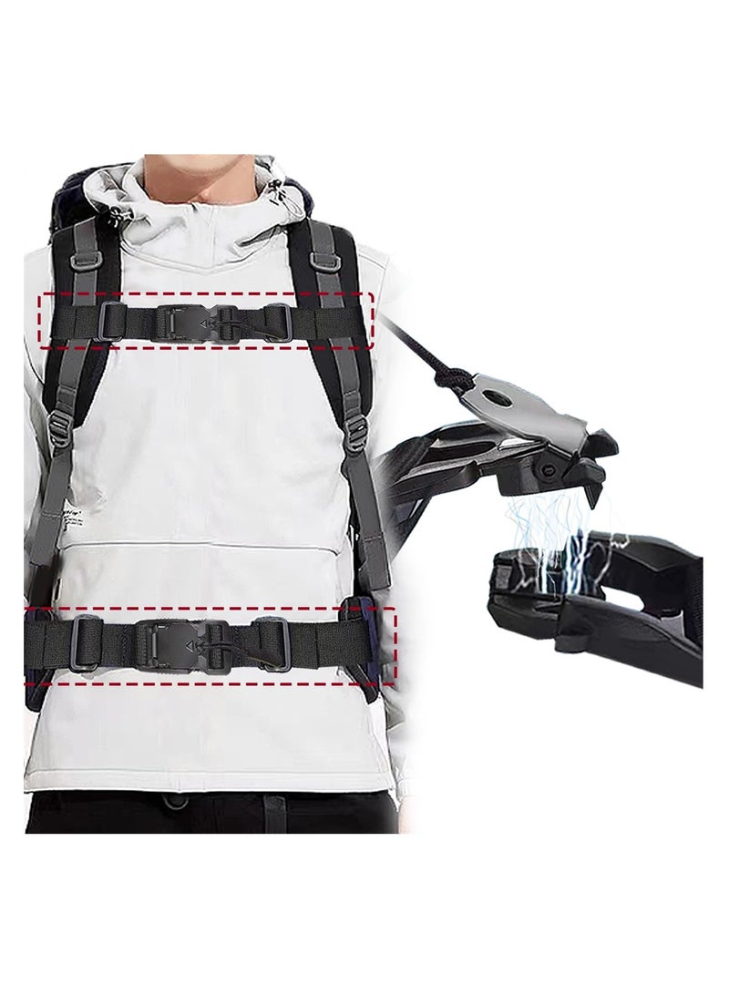 حزام صدر مغناطيسي عالمي لحقيبة الظهر، حزام صدر قابل للتعديل، حزام خصر، وحزام ورك مع مشابك، حزام صدر مغناطيسي + حزام خصر، لون أسود، مجموعة من قطعتين - Image 4