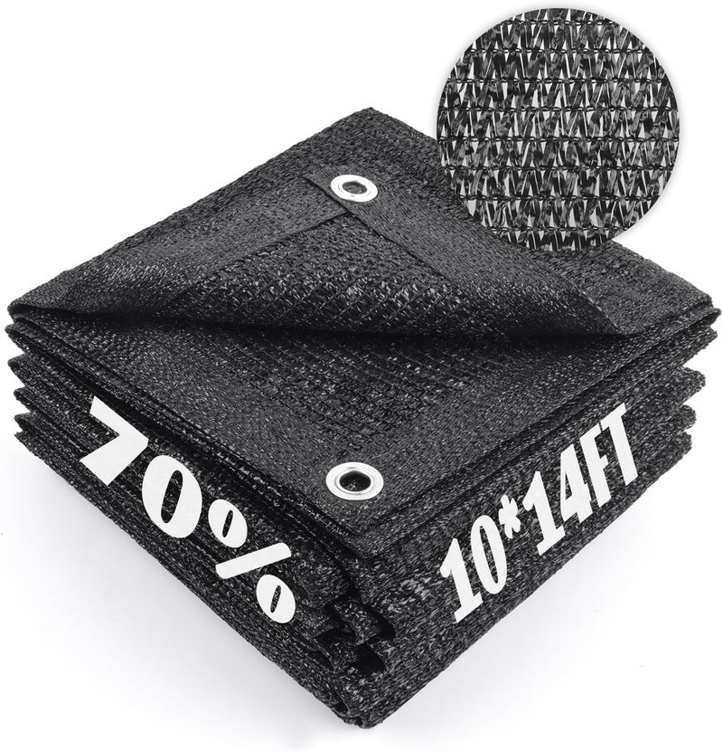 Cool Area منطقة باردة 70% قماش شبكي للتظليل الشمسي مع حلقات معدنية لتغطية النباتات 10x14 قدم مظلة فناء حديقة برجول دفيئة مرآب سيارة حظيرة أسود - Image 1