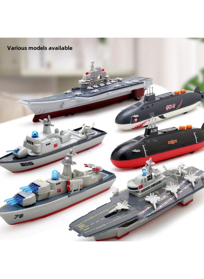 Generic - Children Love Aircraft Carrier Alloy Model Destroyer Submarine Back Force Sound And Light Toy Simulation Ship Boxed-Color:helicopter Destroyer - Image 1