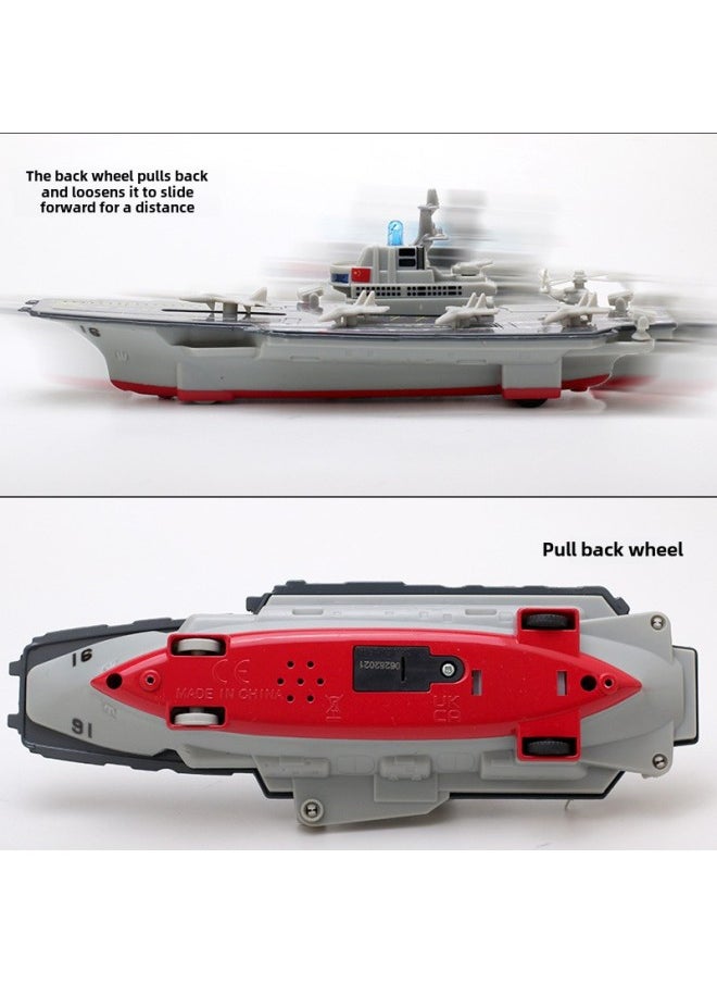 Generic - Children Love Aircraft Carrier Alloy Model Destroyer Submarine Back Force Sound And Light Toy Simulation Ship Boxed-Color:helicopter Destroyer - Image 1