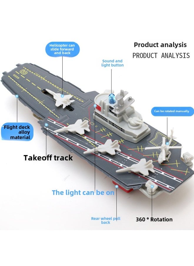 Generic - Children Love Aircraft Carrier Alloy Model Destroyer Submarine Back Force Sound And Light Toy Simulation Ship Boxed-Color:helicopter Destroyer - Image 1
