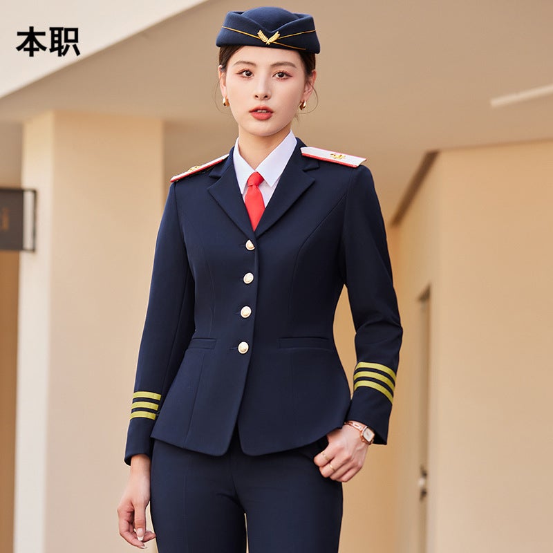 [Stewardess Uniform] Female Performance Air Railway Drum Suit Performance Work Clothes Fashion Professional Suit - Image 3
